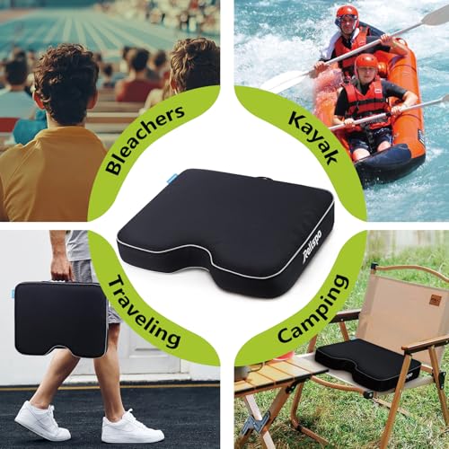 Stadium Seat Cushion for Bleachers - 2-in-1 Black, 2-Piece