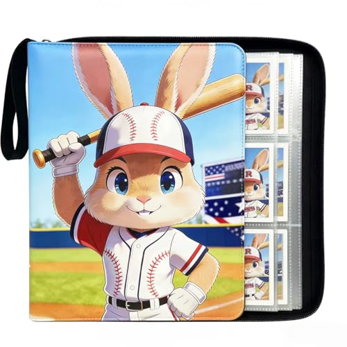 9-Pocket Card Binder - Baseball Rabbit Design with 900 Pockets