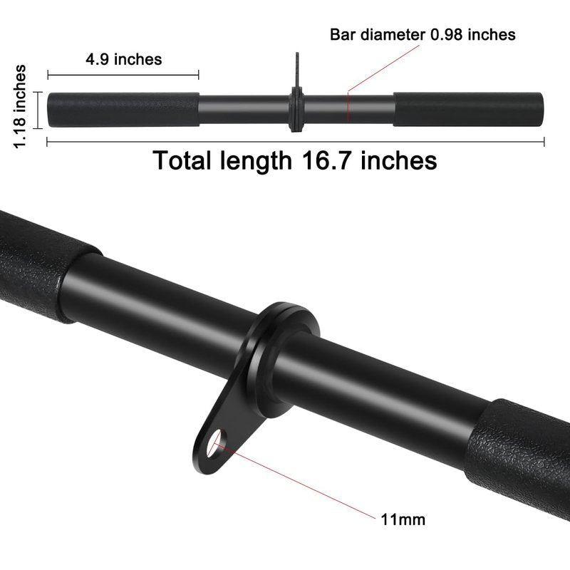 Vishusju Pulldown Straight Bar Rotating Steel with Rubber Grips LAT Pull Down Handle for Pulley Cable Machine Triceps Training Rowing Machine Attachment for Home Gym Strength Exercise
