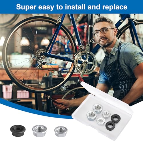 6-Piece Bicycle Wheel Axle Nut Set - M8, M9.5, M10
