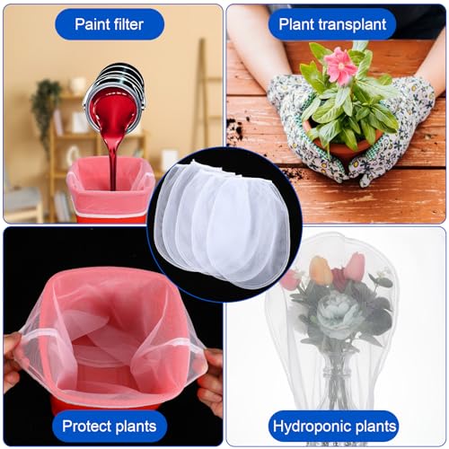 10 Pcs Paint Strainer Bags 1 Gallon Fine Mesh Filter Bag Strainer with Elastic Drawstring Top Opening Fine Mesh Paint Filter for for Paints Gardening Sprayers Hydroponic Tool