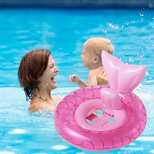 Baby Swimming Pool Float with Seat - Pink Mermaid Design