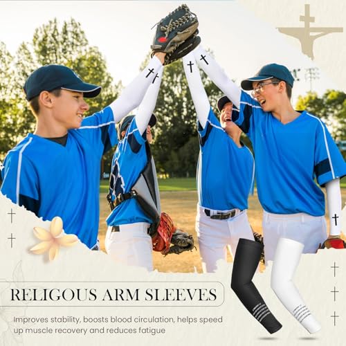 Cross Arm Sleeves for Football - 2 Pairs, White & Black