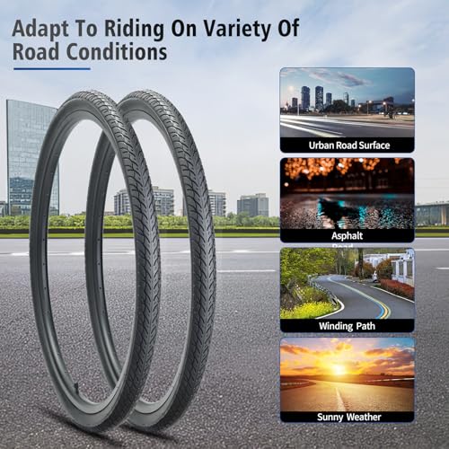 HUIOK 26x1.75 Bike Tires 2Pcs with Tubes & Levers - Black 26 Inch Replacement Kit
