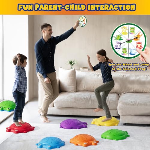 HYES 8PCS Kids Non-Slip Balance Stepping Stones Set for Indoor Outdoor Play
