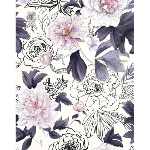 GeRRiT 17.32"x118" Purple Peel and Stick Wallpaper Watercolor Floral Wall Paper Self-Adhesive Contact Paper for Bedroom Bathroom