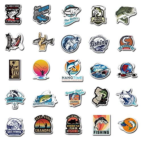 50 Waterproof Fishing Stickers - Vinyl Decals for Outdoor Adventure
