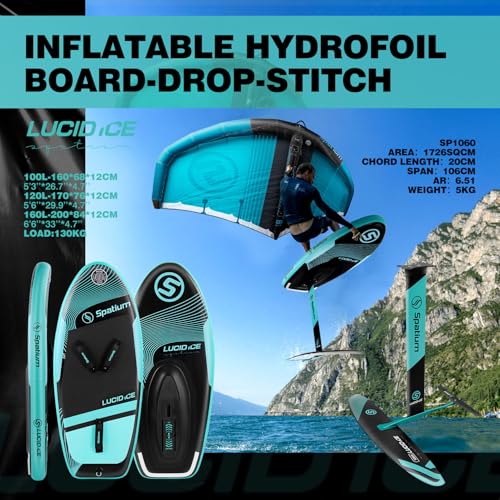 Inflatable Hydrofoil Board with Wind Wing Foil - Blue Green / KVP 4 m² + 100L