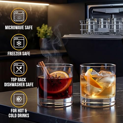 Bravario 12.5 oz Unbreakable Plastic Whiskey Glasses Set of 8 - Shatterproof Tritan Old Fashioned Drinkware Dishwasher Safe