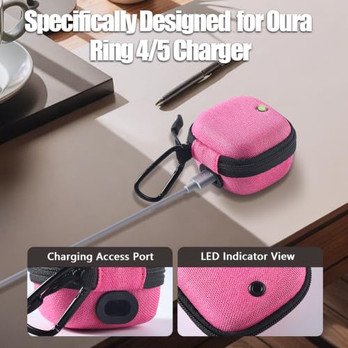 Babeezy Pink Travel Case for Oura Ring Gen 4/5 with Charging Slot | Protective Carrying Pouch