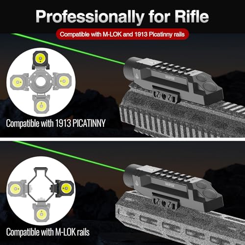 Solofish Green Laser Light Combo for Rifle - 1750 Lumens, M-LOK/Picatinny Mount
