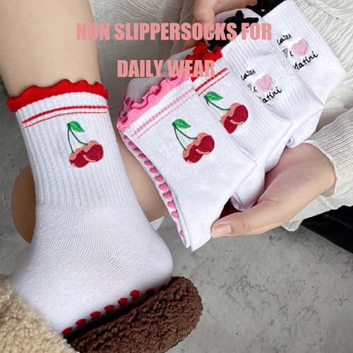 Women's Non-Slip Pilates Grippy Socks - 3 Pairs - Lace Style