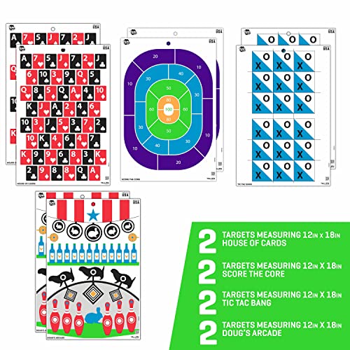 Fun Shooting Targets Pack - 8 Assorted Designs, 12x18 Inches