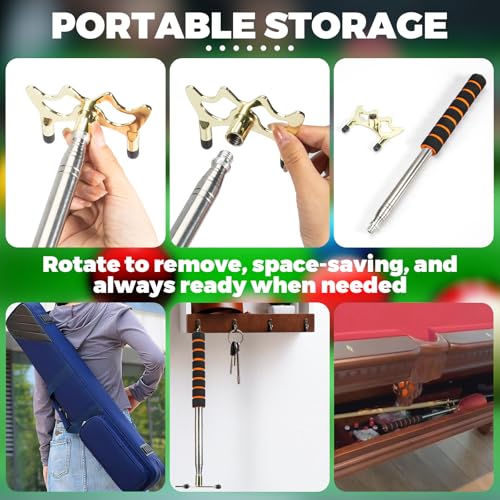 Retractable Pool Cue Bridge with Low Brass Head - Adjustable Billiard Accessory