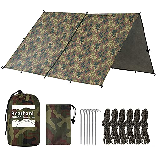 Bearhard Waterproof Camping Tarp 10x12ft Camo Rain Fly for Hiking & Backpacking