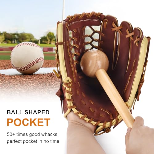 Baseball Glove Mallet Break-In Tool with Leather Laces and Relace Needle