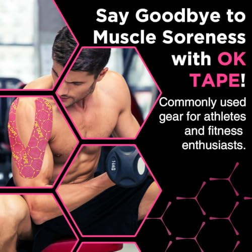 OK TAPE Synthetic Precut Kinesiology Tape 2in x 16.4ft Beige 20PCS Water-Resistant Support