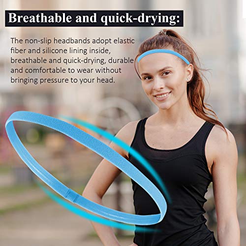 4-Pack Elastic Non-Slip Sports Headbands - Fluorescent, Rose, Green, Blue