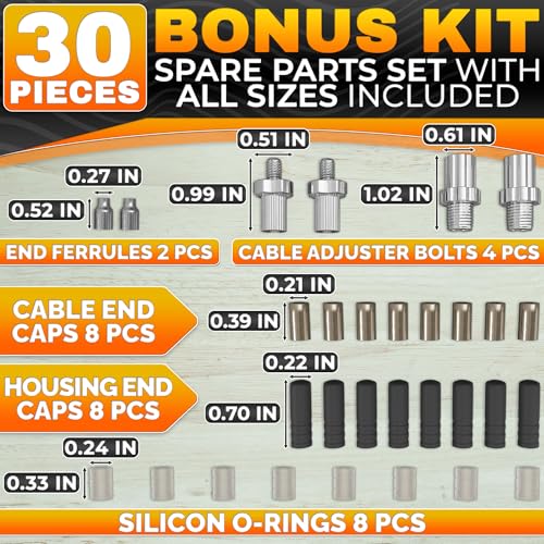 Bicycle Brake Cable Kit - 8 Pcs, Stainless Steel, 1800mm