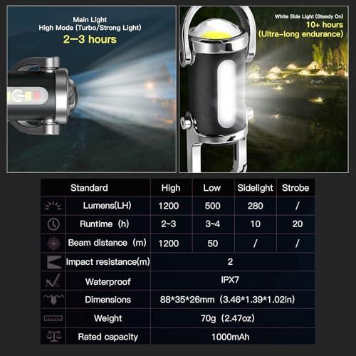 Emergency Keychain Flashlight 3-in-1 with Power Bank & Warning Lights