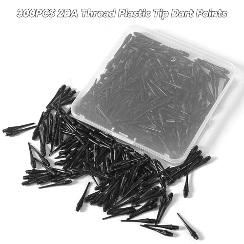 Premium 2BA Thread Soft Dart Tips - 300 Pack - Black