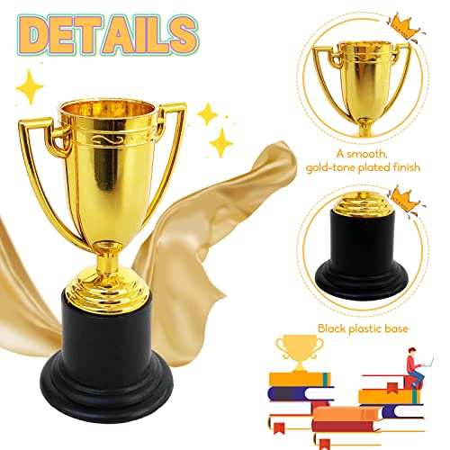 24 Pack Mini Trophy Cups - Gold Plastic Awards for Kids