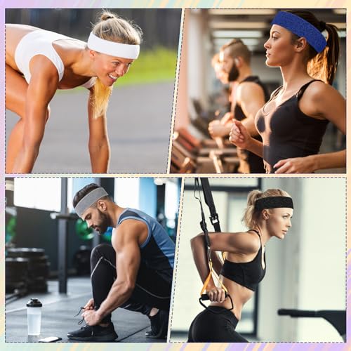 4 Pack Cotton Terry Sweatbands for Sports & Workouts
