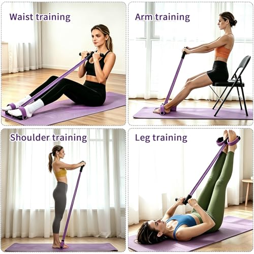 6-Tube Tension Rope Resistance Band - Purple Elastic Fitness Equipment