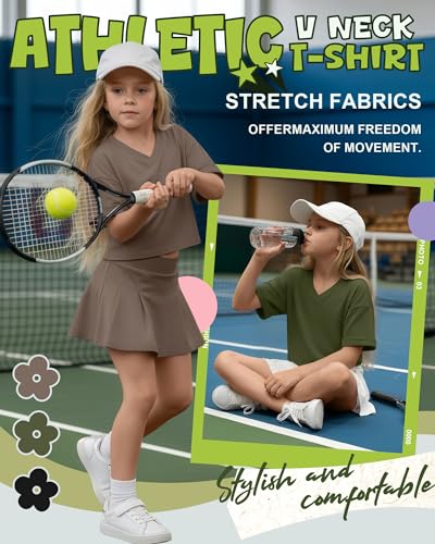 Girls' V-Neck Crop Tops - 3 Pack, Short Sleeve, Various Sizes