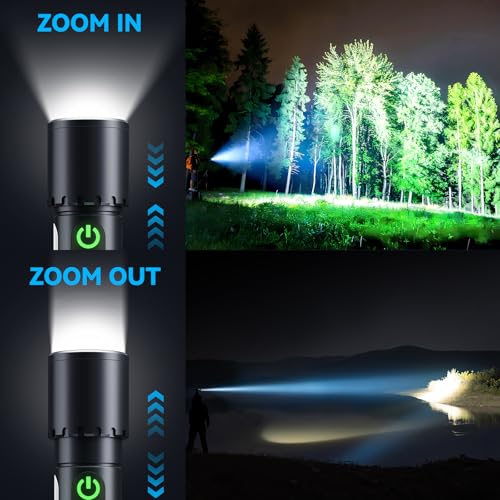 ADDplus Rechargeable Magnetic LED Flashlight Black 2 - 9 Modes, 1300m Beam