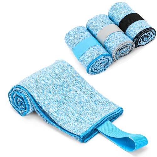 KISS QUEEN 3-Pack Microfiber Workout Towels Blue - Quick Dry, Lightweight, Gym & Outdoor Sports