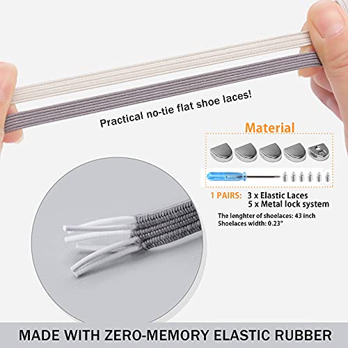 No Tie Elastic Shoelaces for Adults and Kids - White