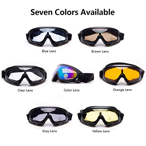 SPOSUNE Motorcycle Goggles UV400 Protection, Gray + Color Lens – Airsoft Dirt Bike Goggles