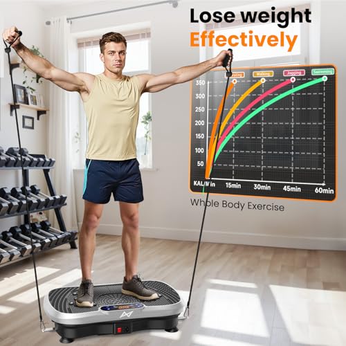 Vibration Plate Fitness Machine - 200W Oscillating Shake Plate with Bluetooth - Silver