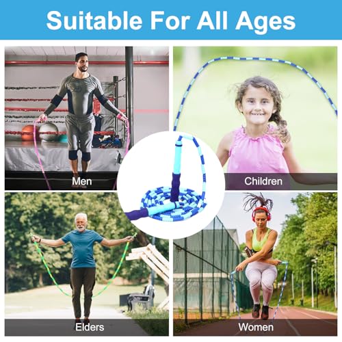 Adjustable Soft Beaded Jump Rope - 3 Pack for Kids & Adults