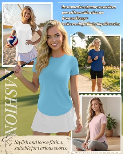 Velvelhall 5-Pack Women's Workout & Yoga Shirts - Quick-Dry, UPF 50+ Activewear Tops