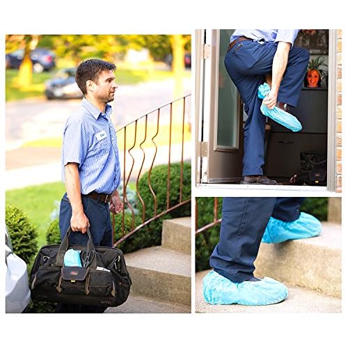 X-Large Premium 500 Pack(250Pairs) Disposable Boot & Shoe Covers - Durable, Water Resistant, non-slip, non-toxic, Recyclable, blue, stretchable fits US Men Size 11 and UP