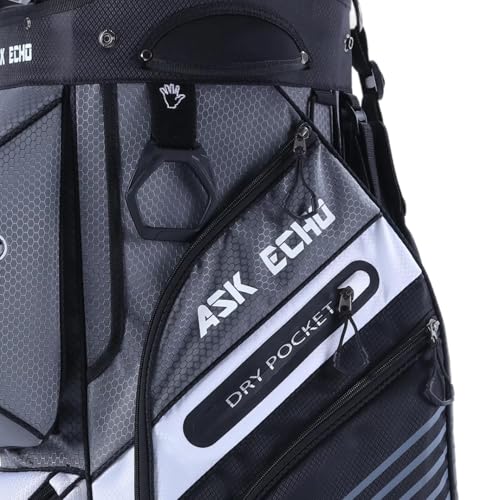 Golf Cart Bag with 14-Way Divider and Cooler - Grey