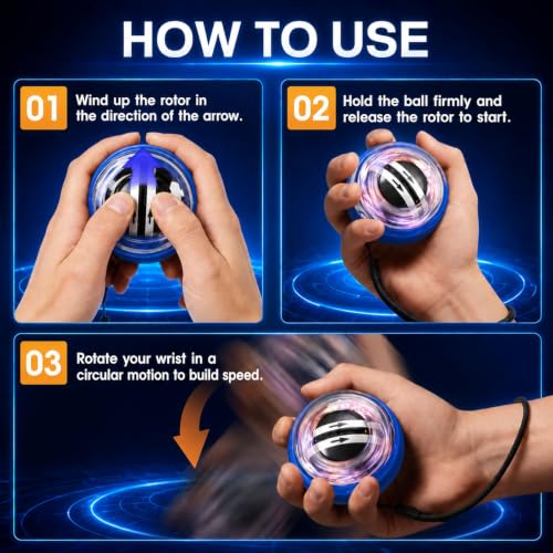 Gyro Ball Wrist Exerciser - Auto-Start Hand Grip Strengthener