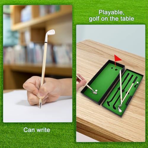Golf Pen Set with Mini Green & Flag - Desk Golf Putting Game, Office Gift