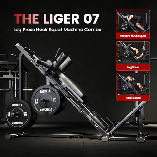 Leg Press Hack Squat Machine Combo - 45-Degree, Black