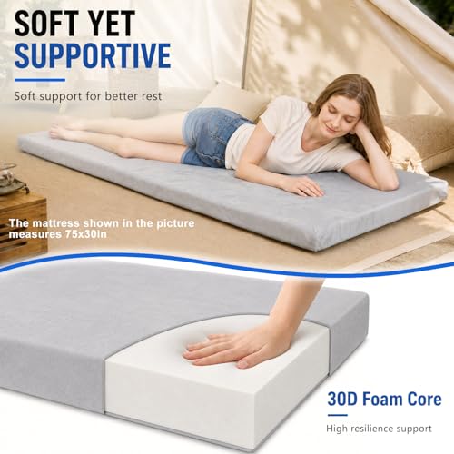 TokSay 72x24 Inch Foam Camping Mattress with Washable Plush Cover & Carry Bag