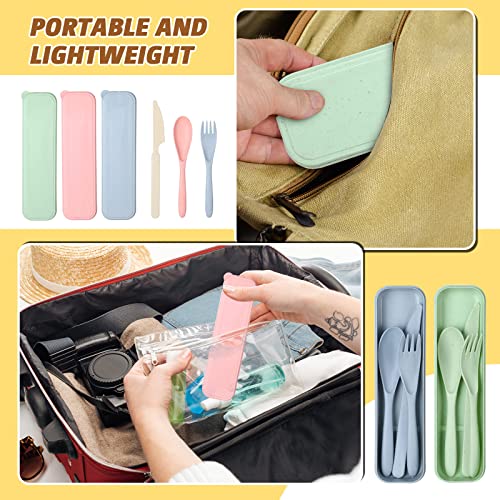 Jinei Bright Reusable Travel Utensils Set with Case Wheat Straw Eco-Friendly