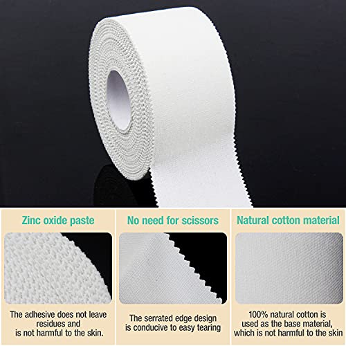 White Athletic Sports Tape - Strong, Easy Tear, No Residue, 3 Pack (1.5in x 35ft)