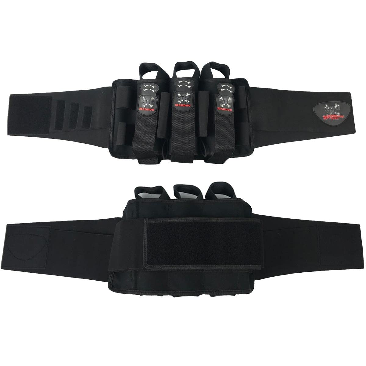 Maddog Pro 3+2 Paintball Harness Pod Pack with (3) 150 Round Bones Paintball Pods | Pod Ejection | Adjustable Pod Holder Belt for Tournament, Woodsball & Speedball