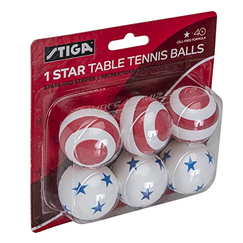1-Star Table Tennis Balls - 6 Pack Stars and Stripes