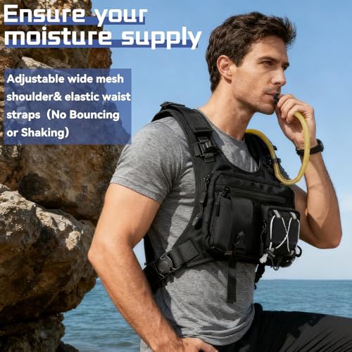 DegeTMVe 2L Hydration Running Vest with Water Bladder, Adjustable Reflective Backpack for Cycling & Hiking