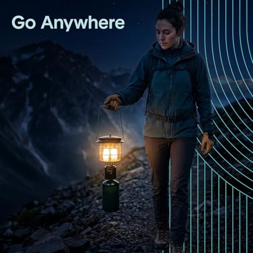 SereneLife 1500 Lumen Camping Lantern with Adjustable Brightness, Easy Ignition