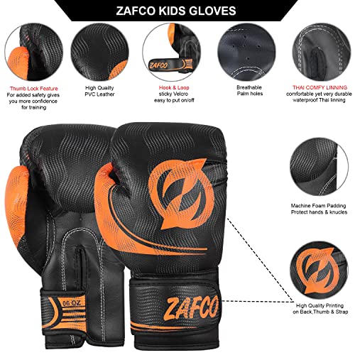 Kids Boxing Gloves - Black Orange 4oz for Muay Thai & MMA Training