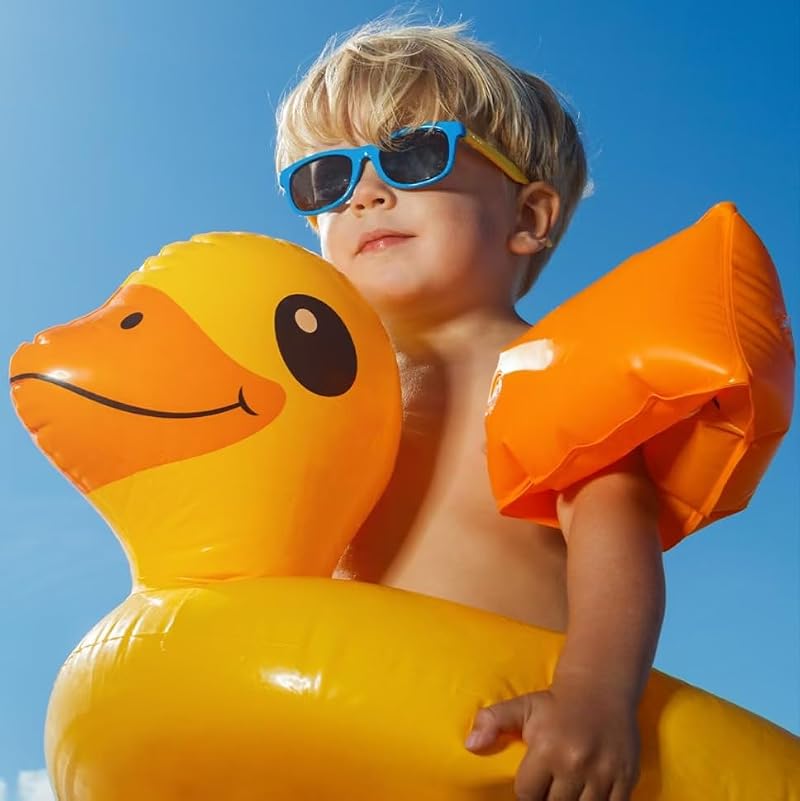 Kids Polarized Sport Sunglasses - Unbreakable Round Frame - Yellow/Blue